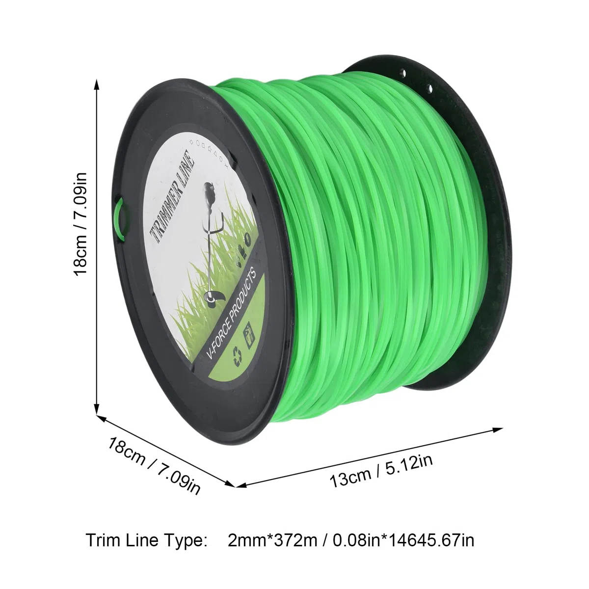 Línea de cortacésped, cable de hilo para cortacésped, hilo de hilo para cortacésped de 2,0 mm, hilo de hilo para cortacésped de 2,0 mm y 372 metros, cable de hilo para cortacésped, hilo de hilo verde