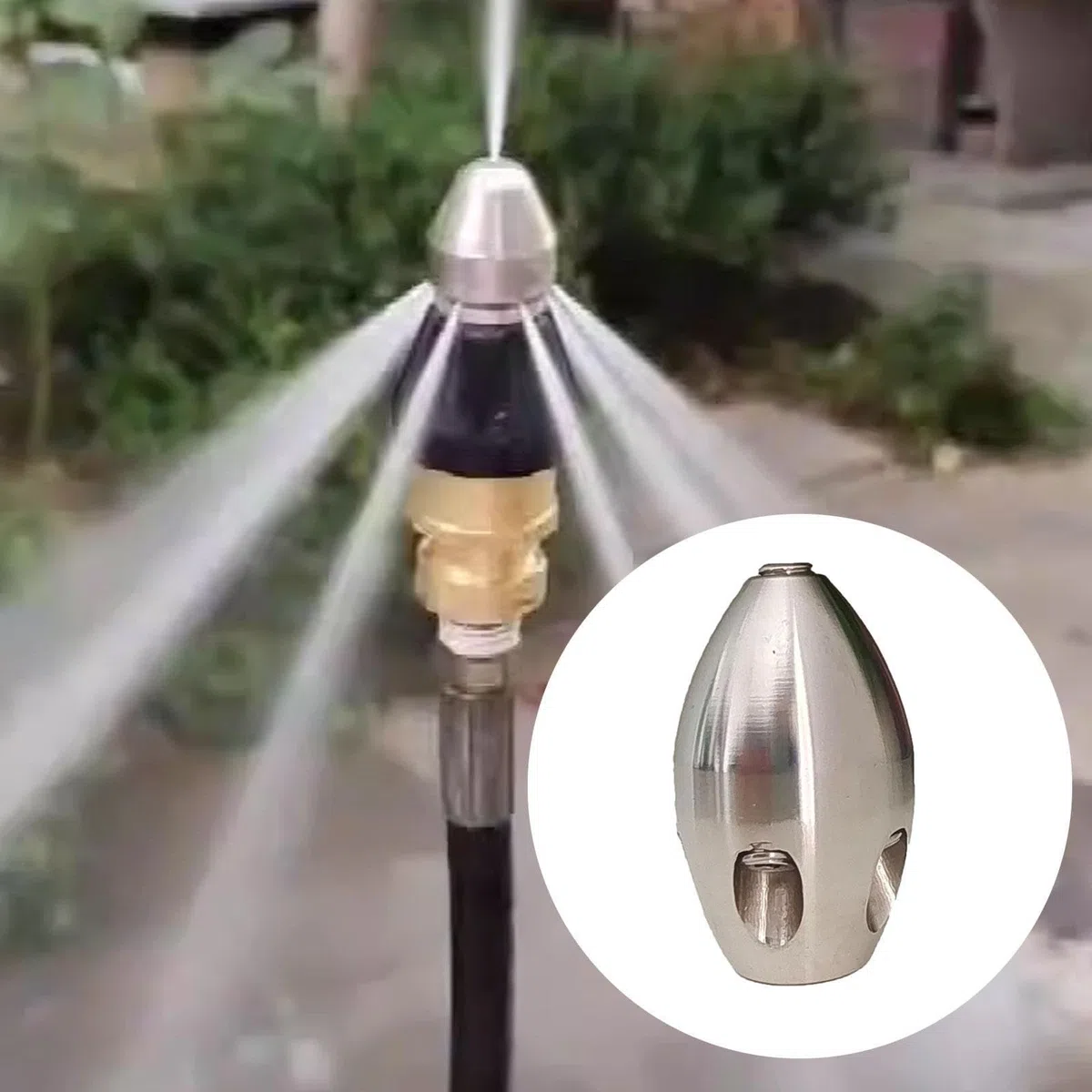 Milageto Presión de Boquilla de 150-200 kg 1/2 "Rosca Interna, Acero, Boquilla de Limpieza de desagüe, para Lavadora a presión de apartamento, 40l por Minuto