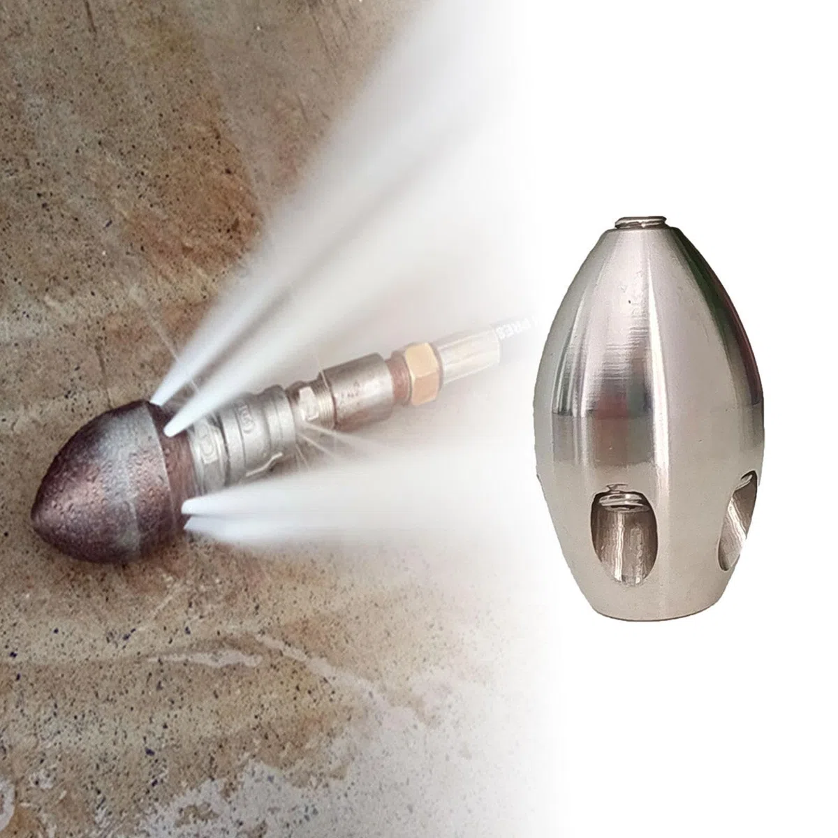 Milageto Presión de Boquilla de 150-200 kg 1/2 "Rosca Interna, Acero, Boquilla de Limpieza de desagüe, para Lavadora a presión de apartamento, 40l por Minuto
