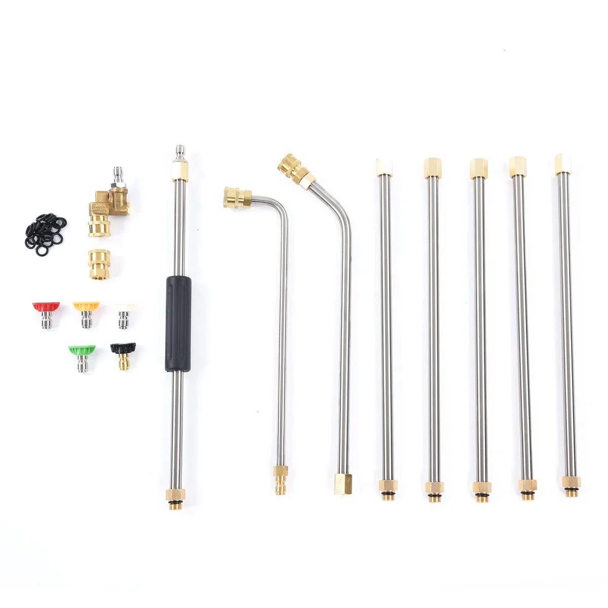Fafeicy Kit de Accesorios para Lanza de Extensión de Hidrolavadora de 4000 PSI, Herramienta de Limpieza de Alta Presión con 5 Boquillas de Conexión Rápida con Rosca M24 para áreas de