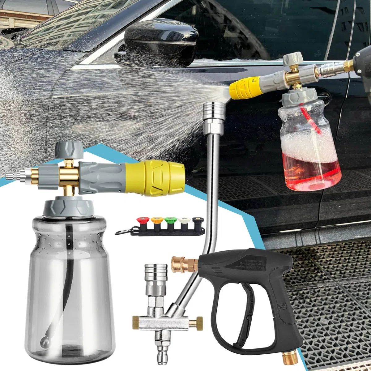 Espumador para Lavado De Coches Aplicador De Espuma Ultra Densa | Fácil Instalación Y Resistente Para Techos Suelos Fachadas Camiones Garajes