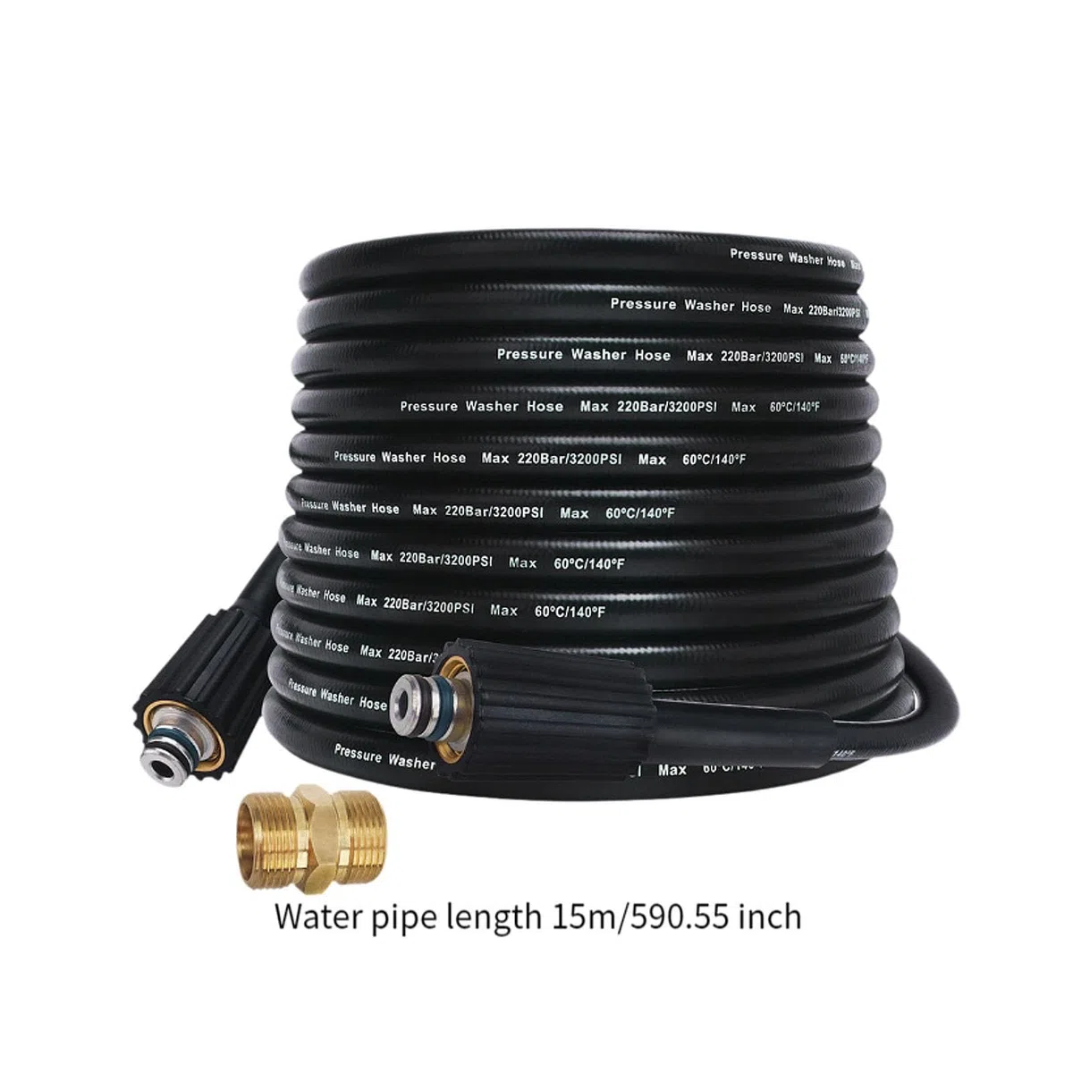 de Lavadora de Alta Presión con Conector M22 y Conector de Extensión Fácil Instalación Fabricada en PVC Nylon Metal Adecuada para Limpieza, 15 m
