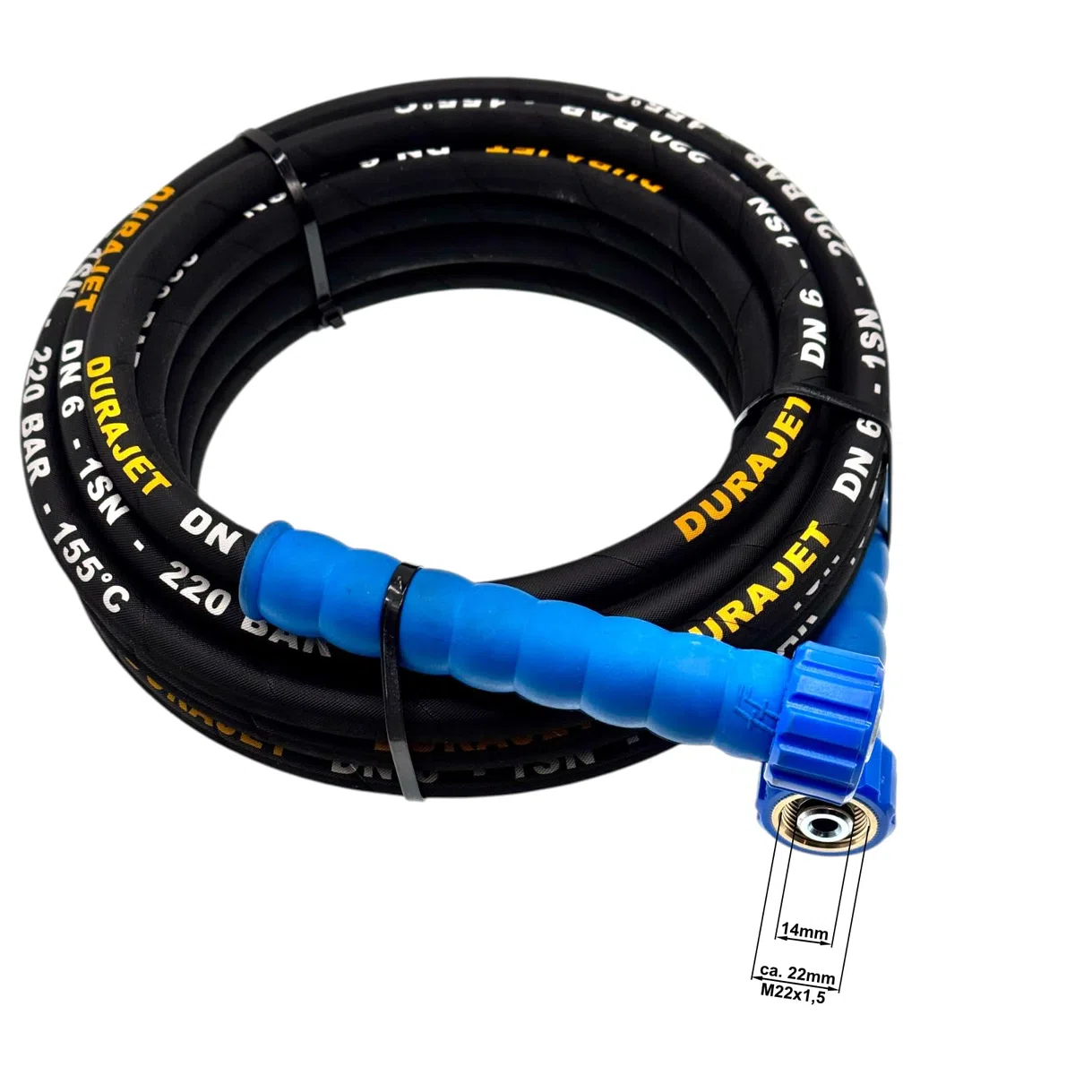 M&M Smartek manguera HP 15 m, 220 bar, para Kärcher/Kränzle, alta presión | Manguera reforzada de alta presión con protección anti-dobleces; comprobar conexiones, presión, temperatura y equipo seguro.