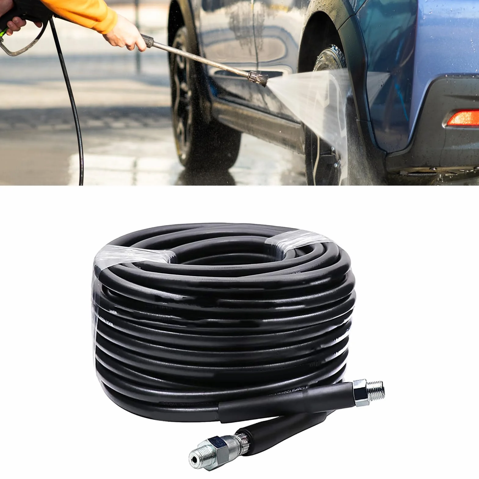 Akozon Kit de Chorro de Alcantarillado de 15M, Manguera Limpiadora de Drenaje de Alta Presión de 5800Psi con Boquillas, Conector Npt de 1/4 de Pulgada para Eliminación de Obstrucciones de Tuberías de