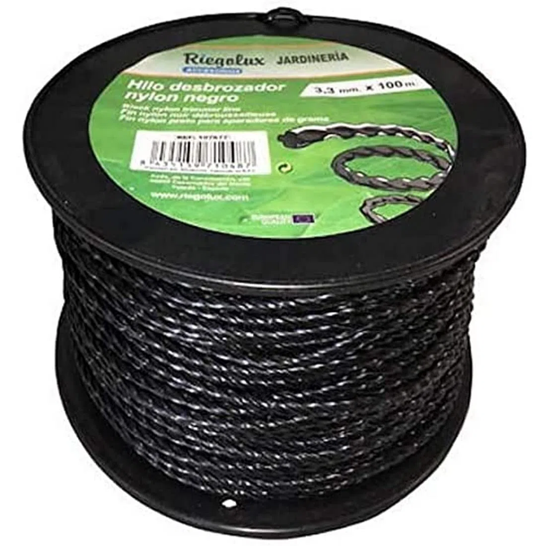 Riegolux 107678 Hilo Desbrozadora Nylon Helicoidal, Negro, 4 mm x 100 m