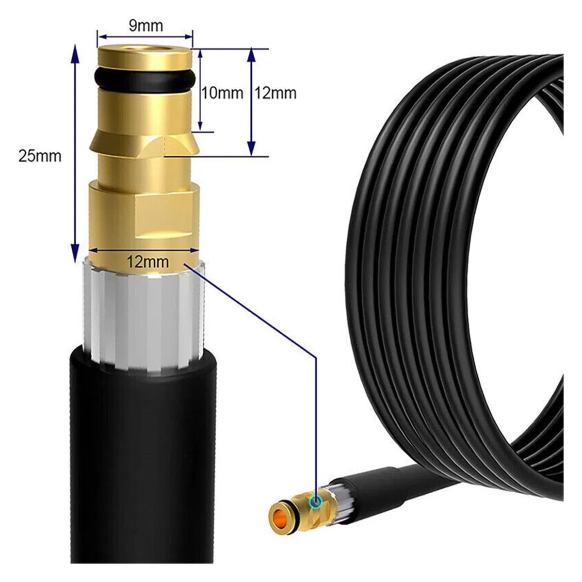 Manguera de extensión for lavadora de alta presión, Compatible con Karcher K2 K3 K4 K5 K6 K7, 5-20m Boquillas