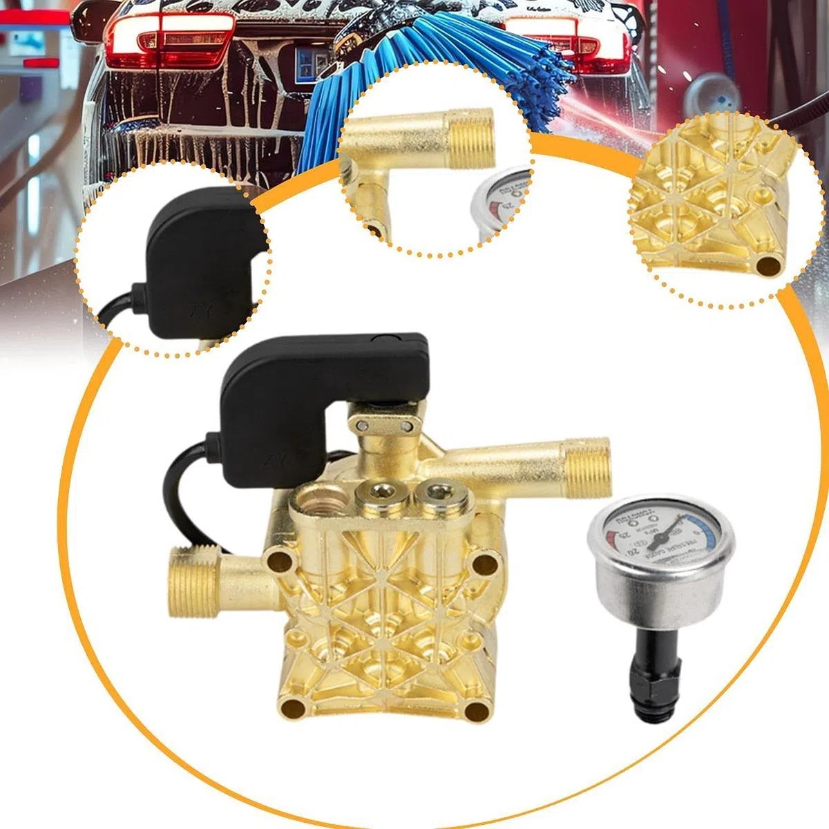 Harilla Conjunto de Cabezal de Bomba de Agua para Hidrolavadora de Alta Presión de 220 V, Accesorio, Cabezal de Bomba para Lavadoras de Autos Domésticas, Piez, Estilo a