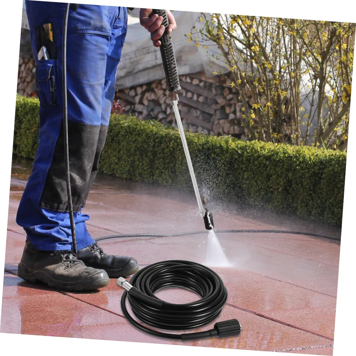 8m Manguera De Alta Presión Para Hidrolimpiadoras Extensión Resistente Para Agua Fría Rosca Hembra Compatible Con Máquinas De Presión Hasta Bar Uso Limpieza Exterior