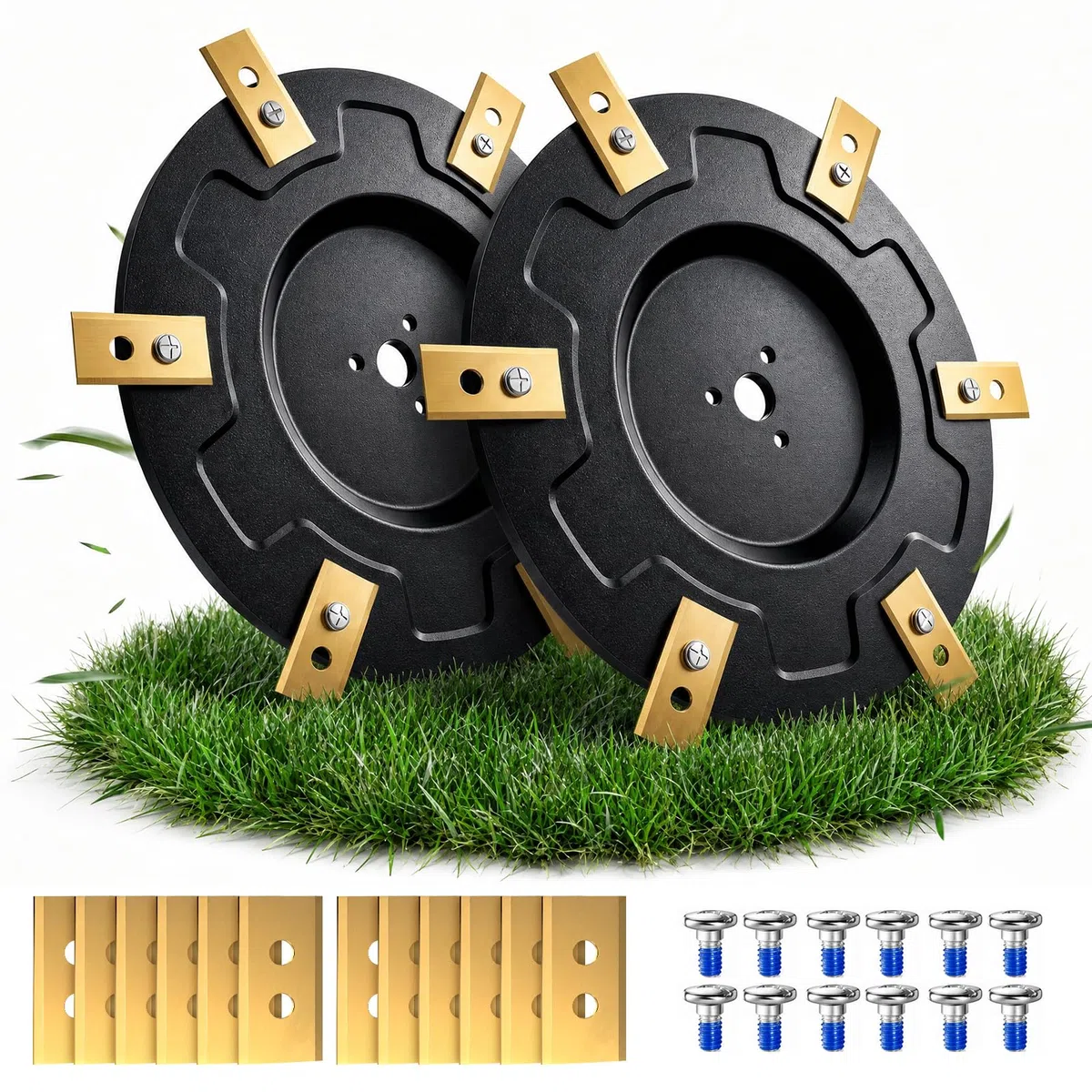 2 discos de cuchilla para Mammotion LUBA 1 AWD | Mammotion LUBA 2 AWD (hasta el año de modelo 2024), accesorio universal con 12 cuchillos de acero inoxidable y 12 tornillos, cuchilla de repuesto para