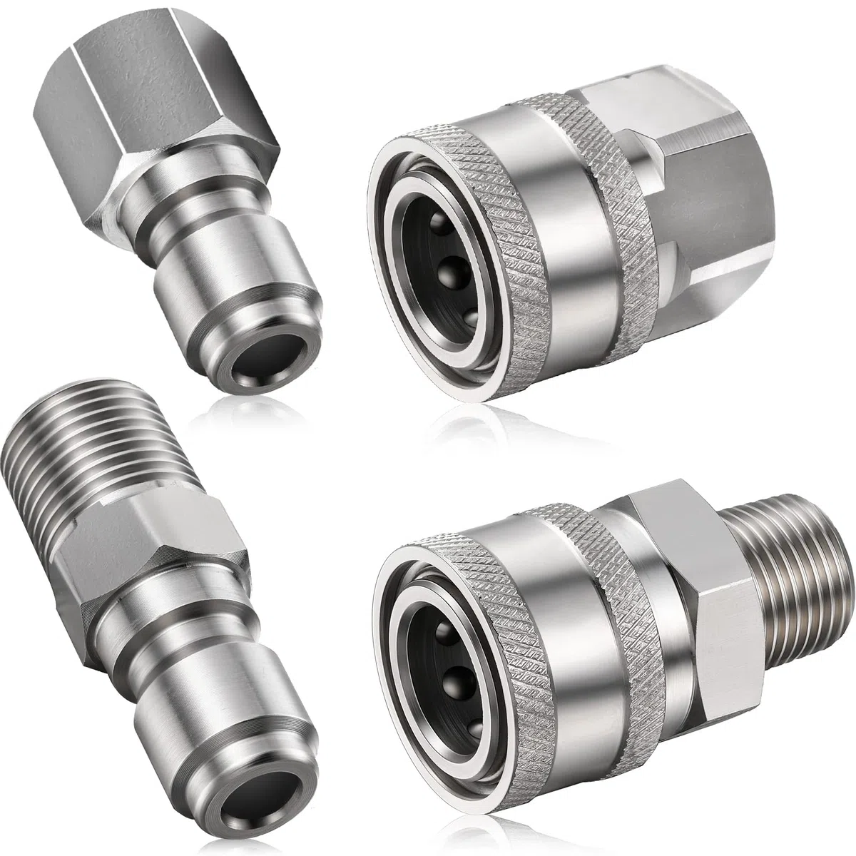 Shimeyao 2 juegos de acopladores NPT de 1/4 pulgadas para lavadora a presión, enchufe de conexión rápida macho hembra 1/4, accesorios de conexión rápida, adaptadores de lavadora a presión, accesorios