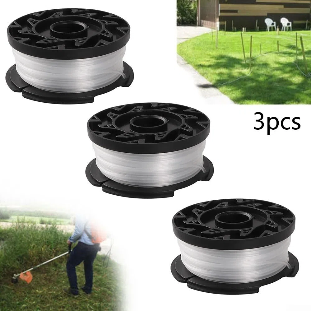 Bobina de Repuesto para Hilo de cortabordes, Carrete de alimentación automática y Repuesto de línea for Modelos de Recortadora Black & Decker, Paquete de 3