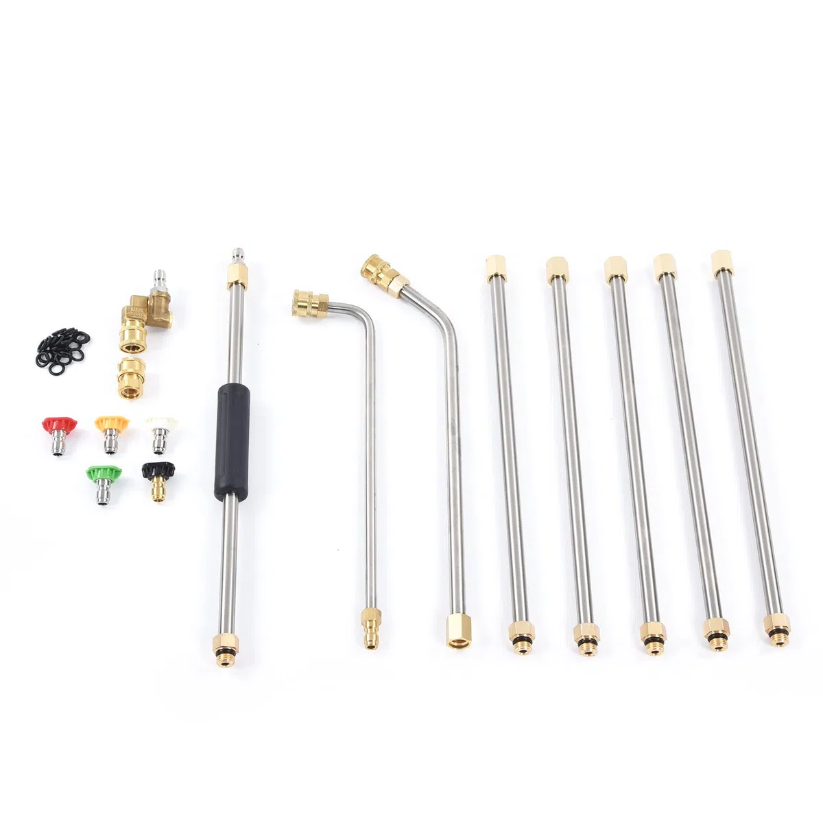 Fafeicy Kit de Accesorios para Lanza de Extensión de Hidrolavadora de 4000 PSI, Herramienta de Limpieza de Alta Presión con 5 Boquillas de Conexión Rápida con Rosca M24 para áreas de