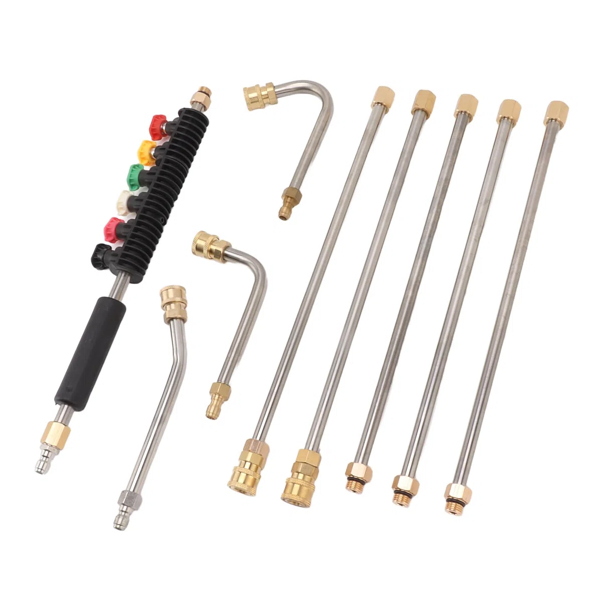 Aramox Juego de Varilla de Extensión para Lavadora a Presión, Lanza de Lavadora Eléctrica de Acero Inoxidable con 6 Boquillas, Conexión Rápida de 1 4 Pulgadas, 4000 PSI para Entradas, Automóviles,