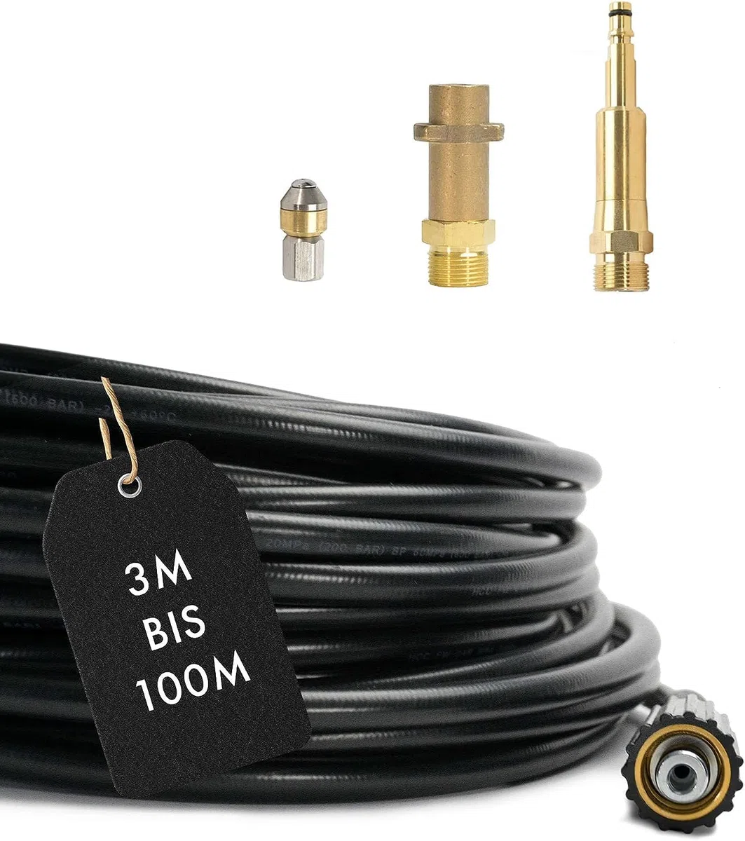M&M Smartek manguera desatascadora boquilla giratoria, para Kärcher, M22 | Kit desatascador con manguera, adaptadores y boquillas según variante; comprobar conexiones, presión, contenido y equipo.