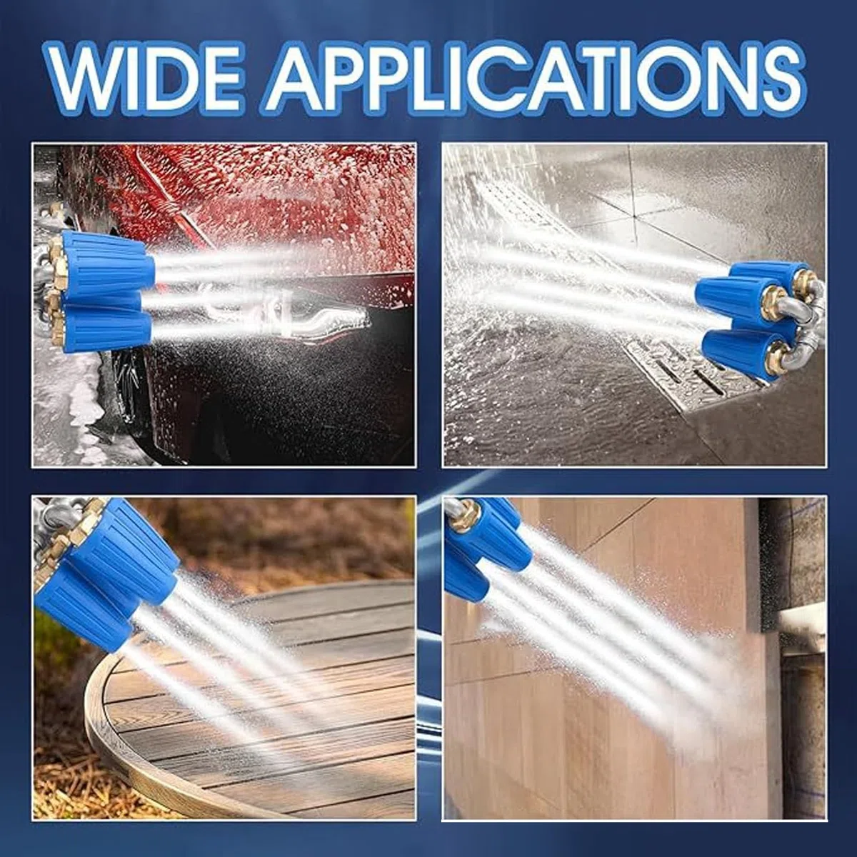 Haofy Boquilla Turbo para Lavadora a Presión, Boquilla Giratoria 4 en 1 de 4000 PSI, Acero Inoxidable 304 y Latón con Conector Rápido de 1 4 Pulgadas para Vehículos, Pisos, Herramientas Exteriores