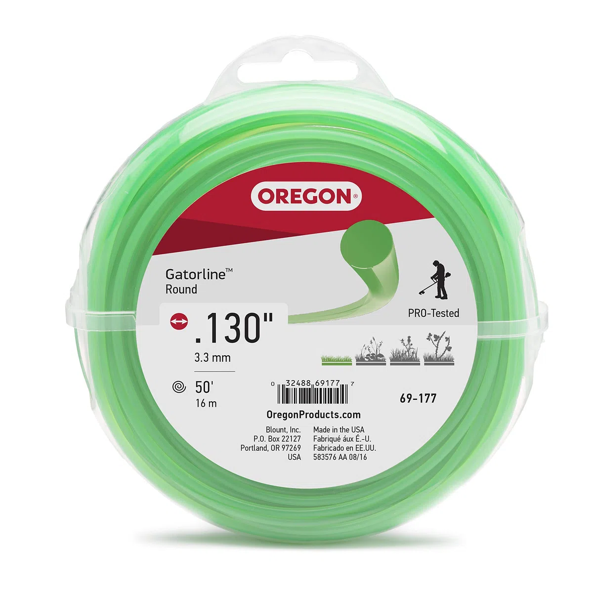 Oregon 69-177 Gatorline - Línea de Recortadora Redonda de 0.130 Pulgadas de diámetro x 50 pies de Dona