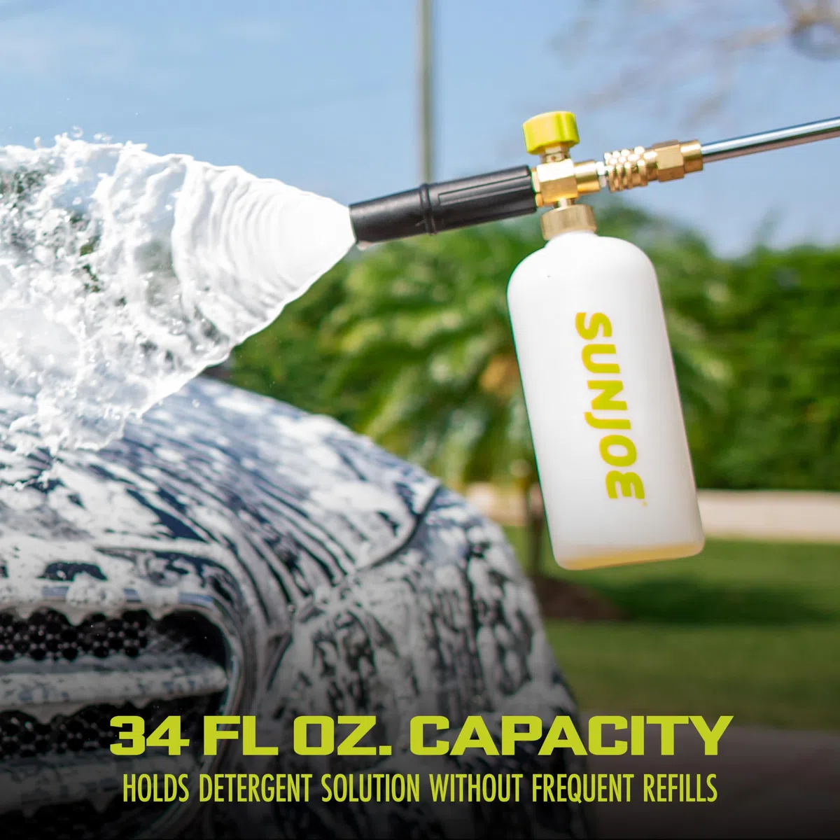 Sun Joe SPX-FC34-PRO Cañón de espuma para lavadoras a presión eléctricas de la serie SPX, 34 onzas, conector rápido de 1/4 pulgadas, boquilla de pulverización ajustable, color blanco