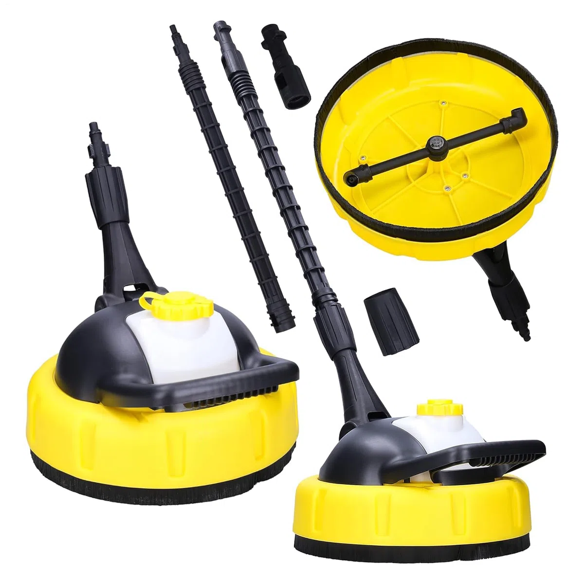Cepillo Rotativo para Hidrolimpiadora con Mango Telescópico, Limpiador de | Superficies con Lanza de Extensión – Universal para Terrazas, Fachadas, Suelos y Garajes – Accesorio de Limpieza para Exterio