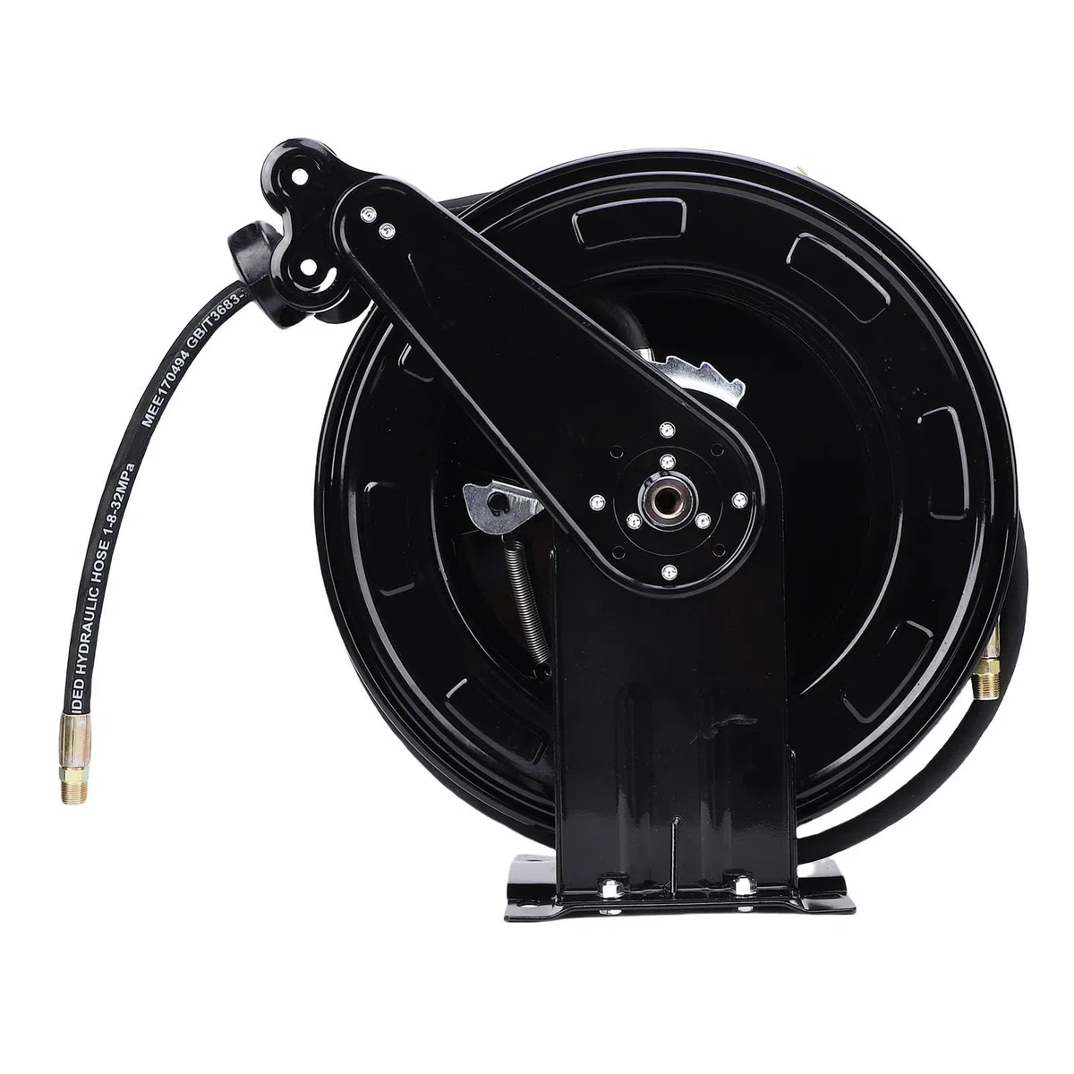 Keenso Carrete de Manguera para Lavadora a Presión, Retráctil de Acero Resistente para Jardinería y Mantenimiento de Automóviles, 3/8 Pulgadas X 49,21 Pies