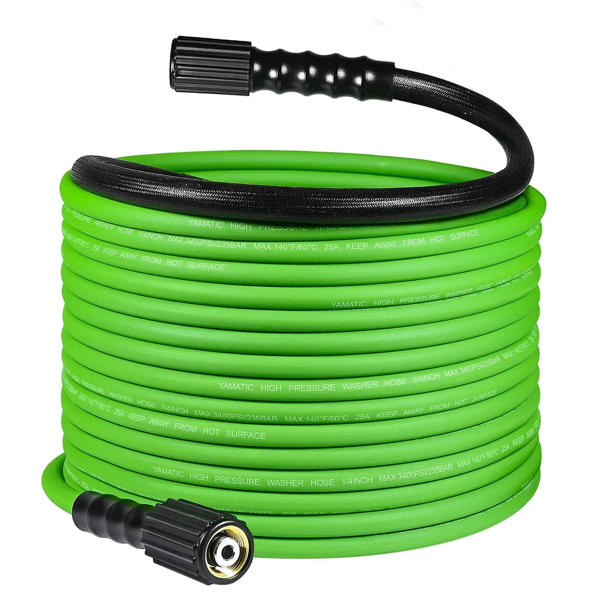 YAMATIC Manguera de lavado a presión de 3400 PSI 1/4 pulgadas 50 pies, resistente al desgaste y a las torceduras, manguera de lavado a presión con funda protectora de calor, manguera de lavado a