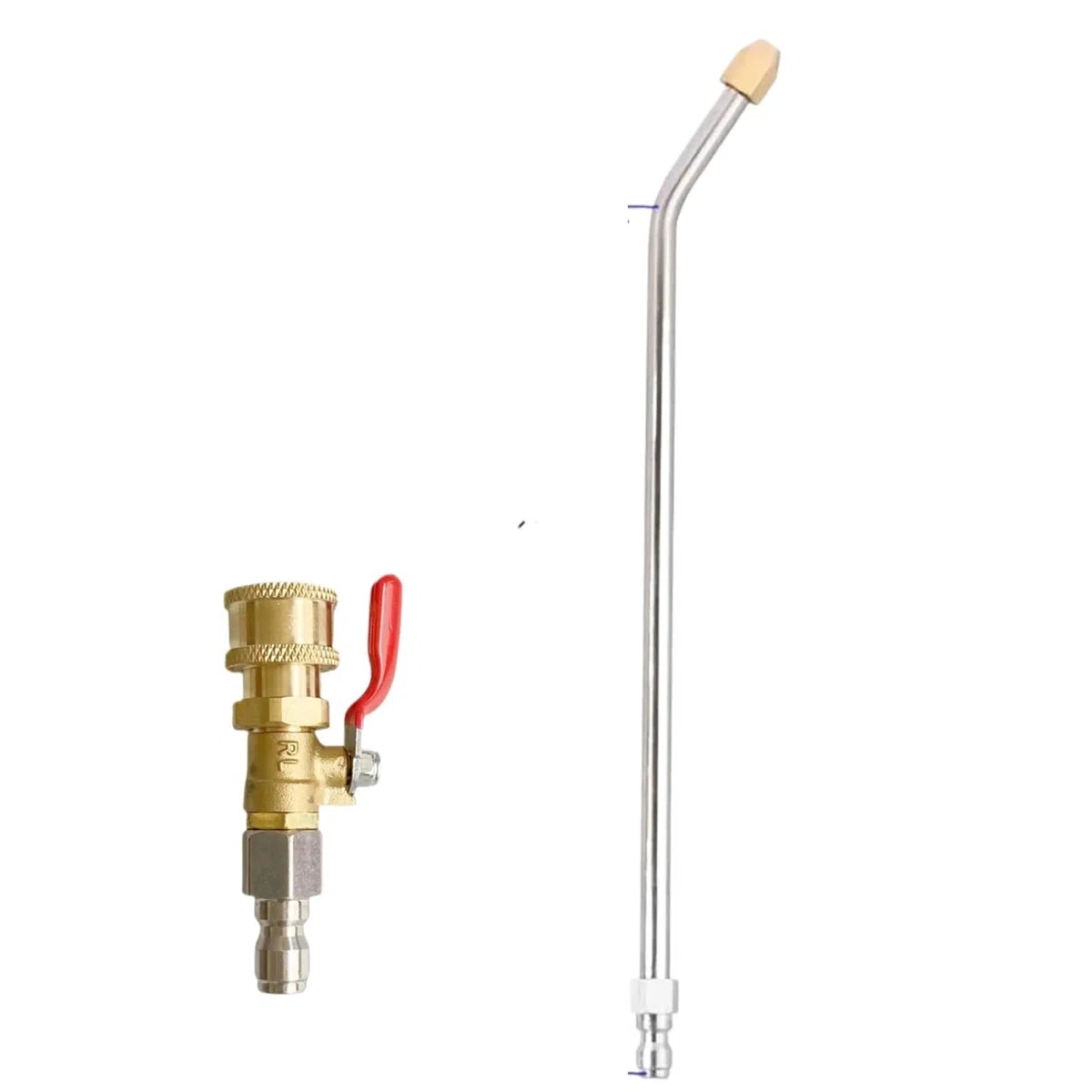 Lanza De ExtensióN para Hidrolimpiadora Varilla de extensión for Lavadora Alta presión 1/4" con conexión rápida y válvula Encendido/Apagado(Long 30 Degree)
