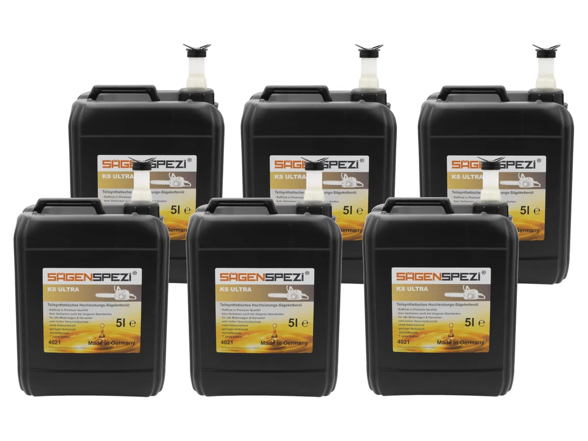 6 x 5 litros (total 30 litros) aceite para cadena de sierra KS ULTRA Sägenspezi Premium Haftöl para motosierras 30L