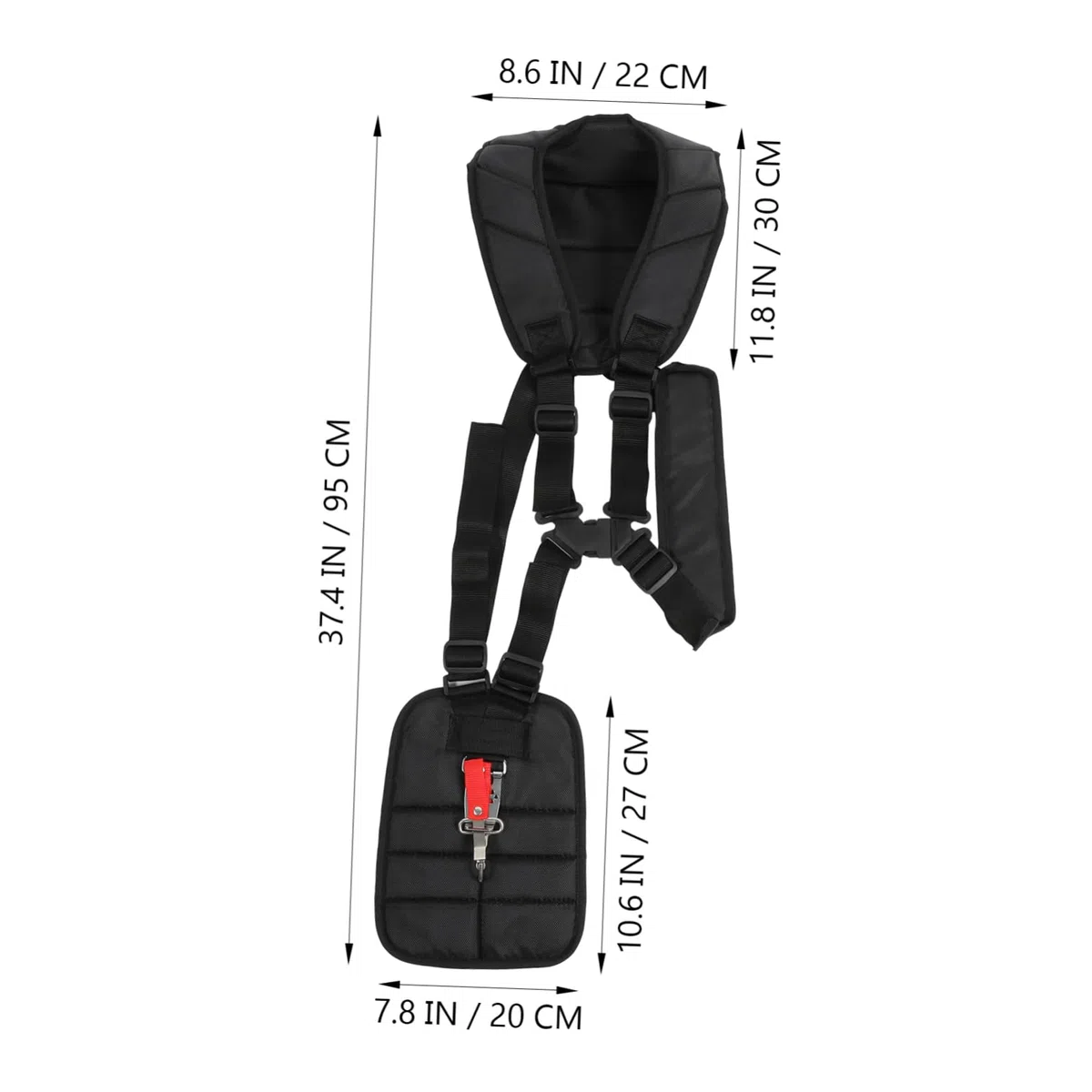 UKCOCO Correa de Hombro para Desbrozadora Doble, Nylon Negro | Gancho de Transporte y Abrazaderas Incluidos, Uso Cómodo y Menor Fatiga