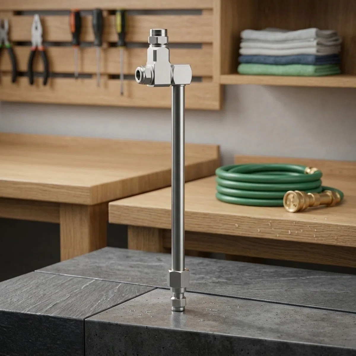 Boquilla de pulverización de acero inoxidable giratoria de 360 grados para limpieza HVAC, varita de chorro de agua de alta presión con ajuste de 1/4 pulgada para unidades de CA (A)