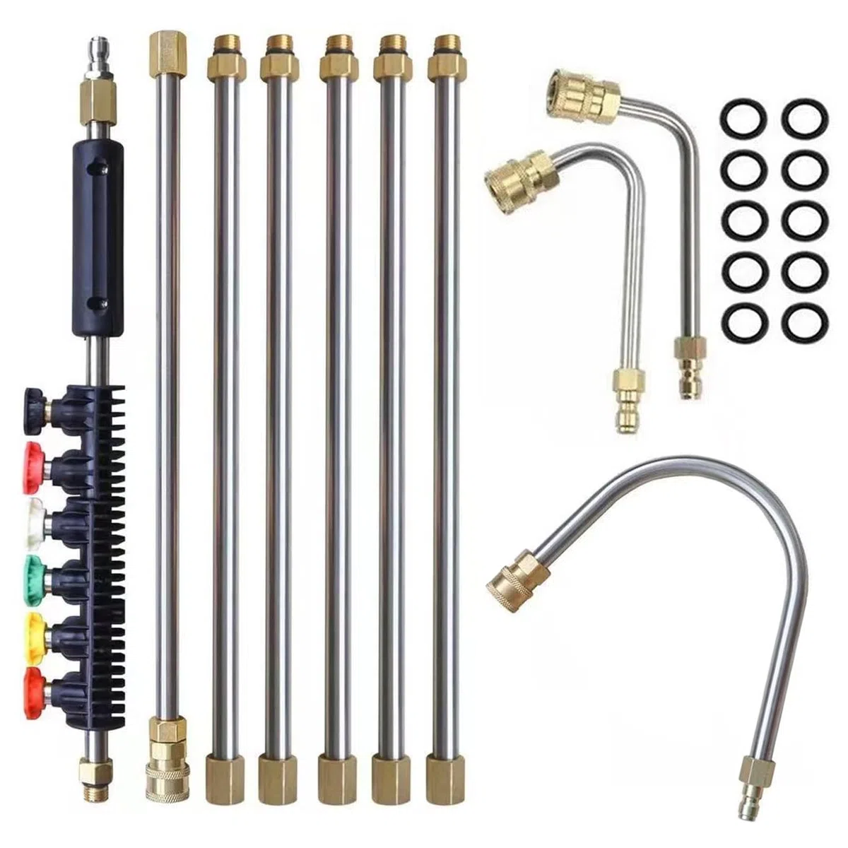 3M - Varita de extensión para lavadora de alta presión, pistola de extensión de lavado con 6 boquillas de pulverización, barra de limpieza de techo de canalón RV con conexión rápida de 1/4 pulgadas y