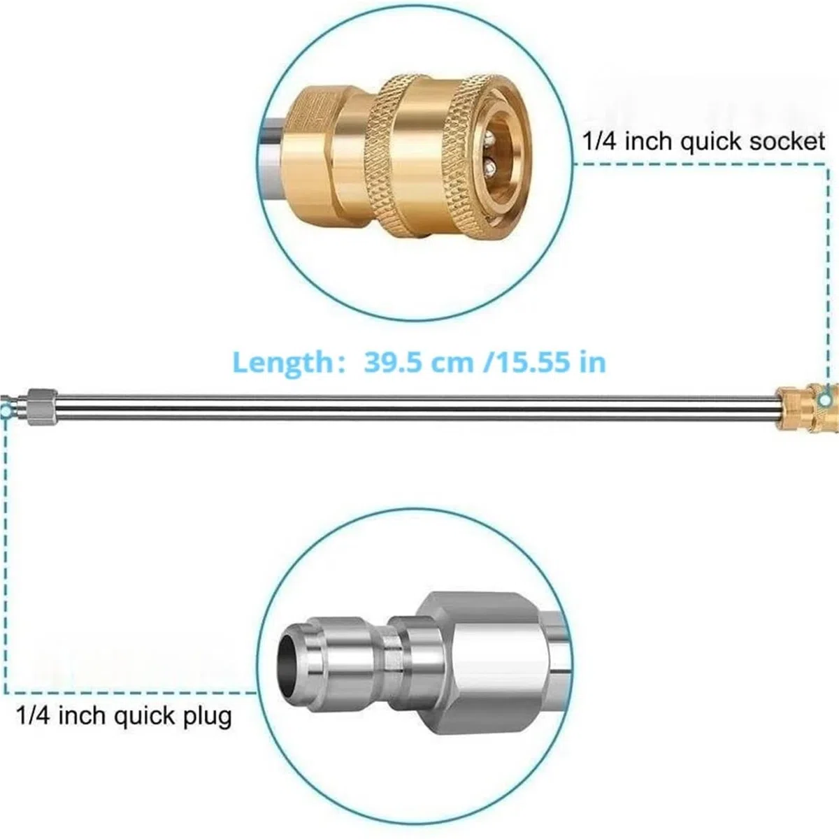 Varita de extensión para lavadora a presión Extensión de acero inoxidable for hidrolavadora con conexión rápida (1/4 pulgada) - Alta resistencia(Color 2)