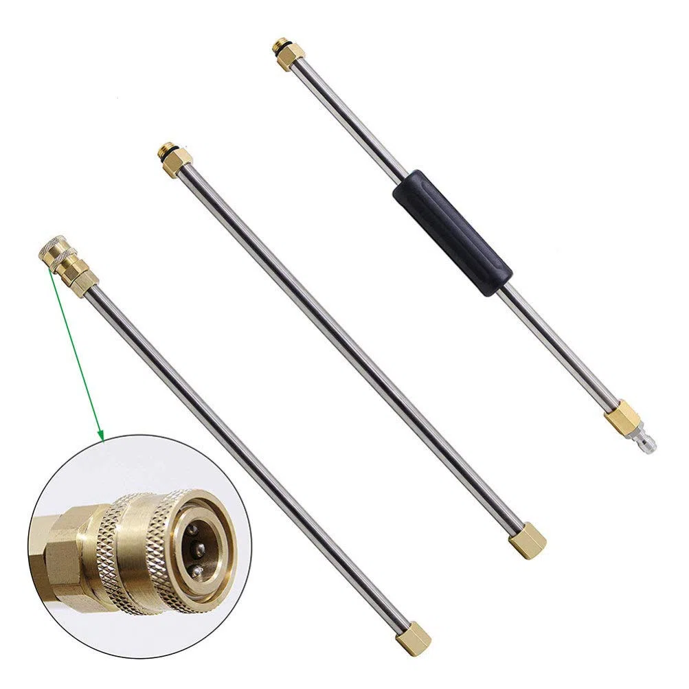 ULTECHNOVO - Juego de 6 alargadores para limpiador de alta presión, accesorio de limpieza de canalones, conector rápido de 1/4 pulgadas, acero inoxidable, para lavado de coches, suelos y paredes