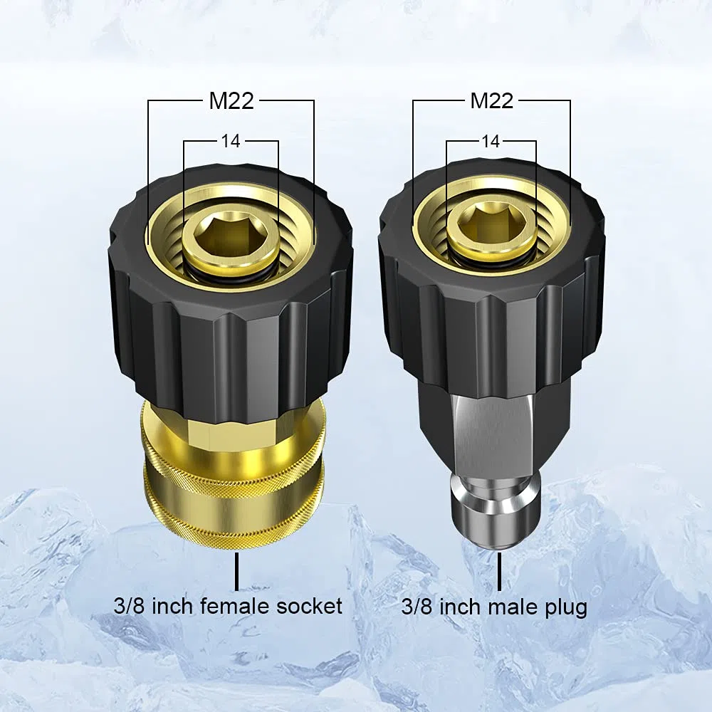 POHIR Manguera de lavado a presión de 50 pies con conexión rápida de 3/8 pulgadas, resistente a torceduras, alambre trenzado de alta resistencia, con 2 adaptadores M22 de 14 mm, manguera de lavado