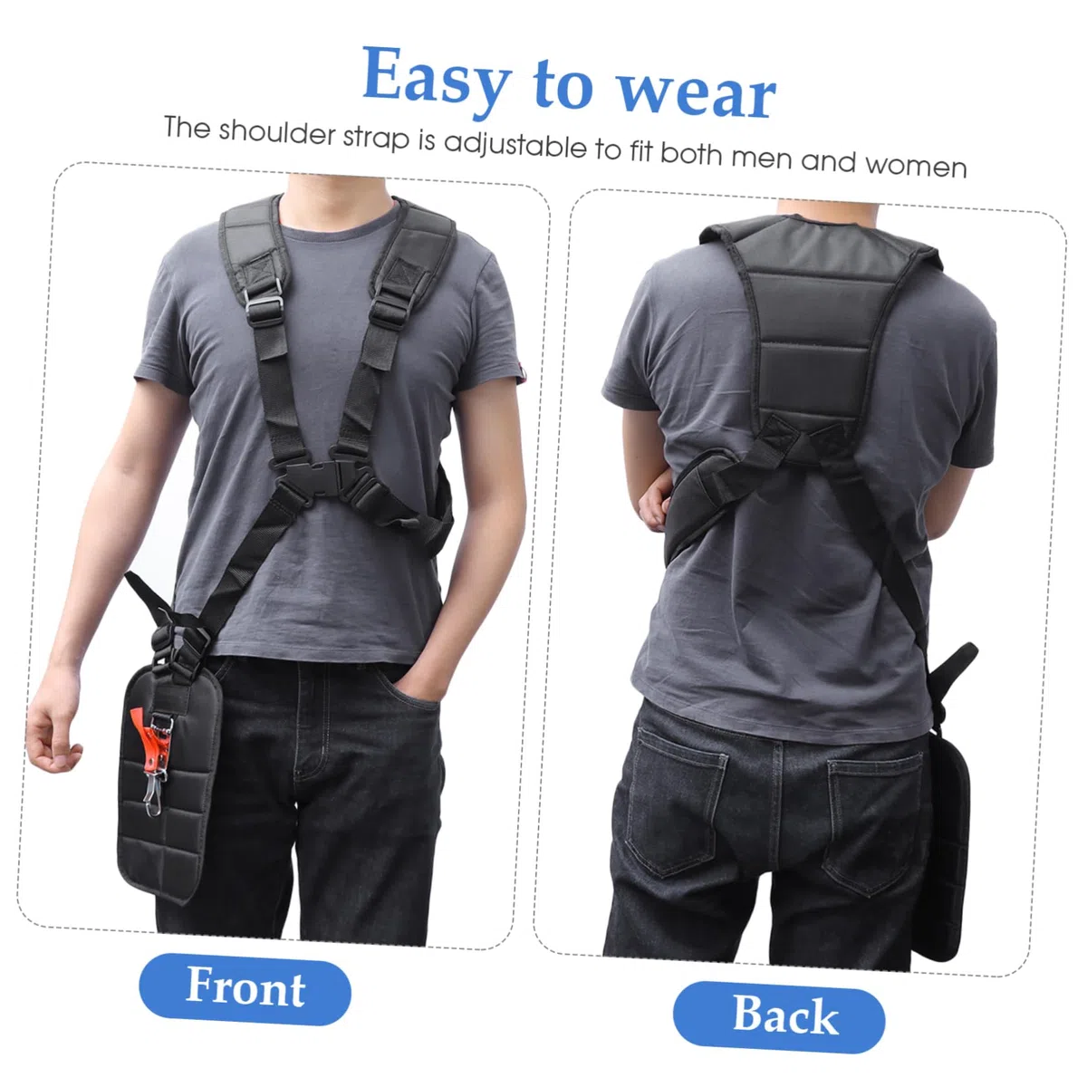 VANZACK Correa de Doble Hombro Nylon Resistente para Desbrozadora con Gancho de Transporte y Cinturón Ajustable para Cortar Césped Cómodamente