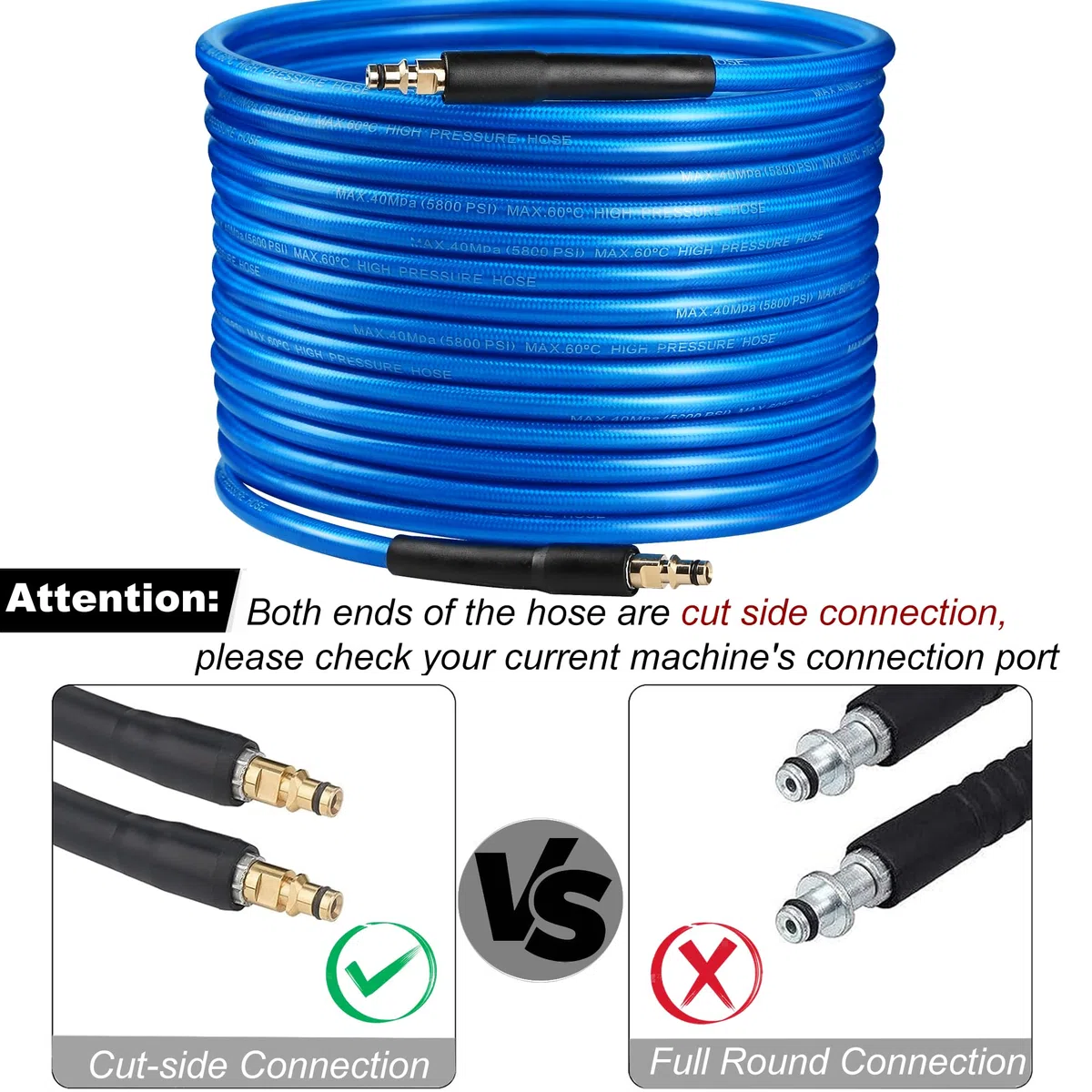 Manguera de repuesto para lavadora de alta presión de 30 m para Karcher K2 K3 K4 K5 K6 K7 Series Kit de limpieza de drenaje de manguera de extensión de conexión rápida azul 180 bar