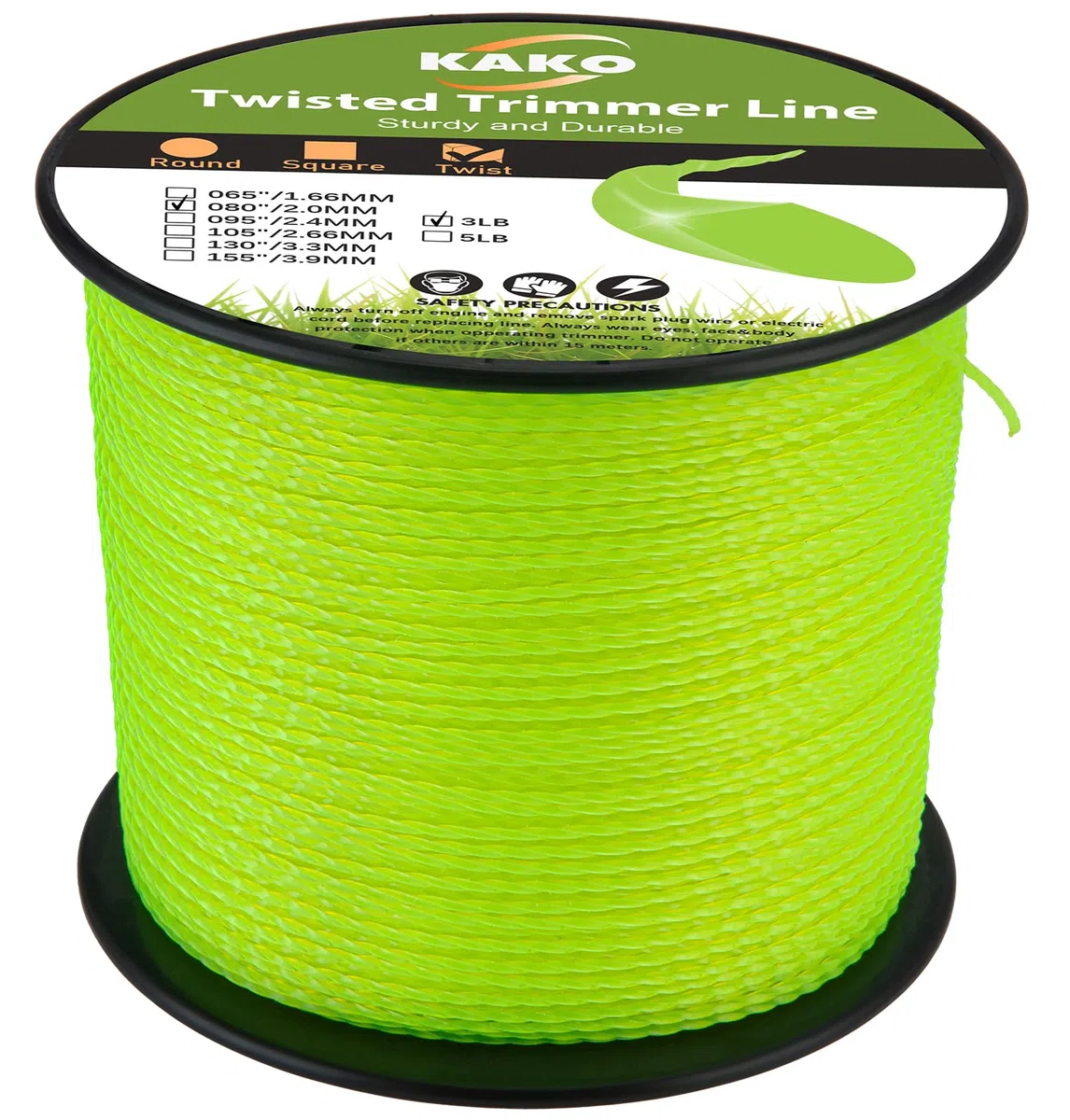 080 - Línea de recortadora trenzada, 080 Weed Eater, línea de recortadora 080 resistente, cuerda de recortadora de 0.080 pulgadas, 1480 pies, línea de corte de cuerda 0.080 compatible con Ryobi