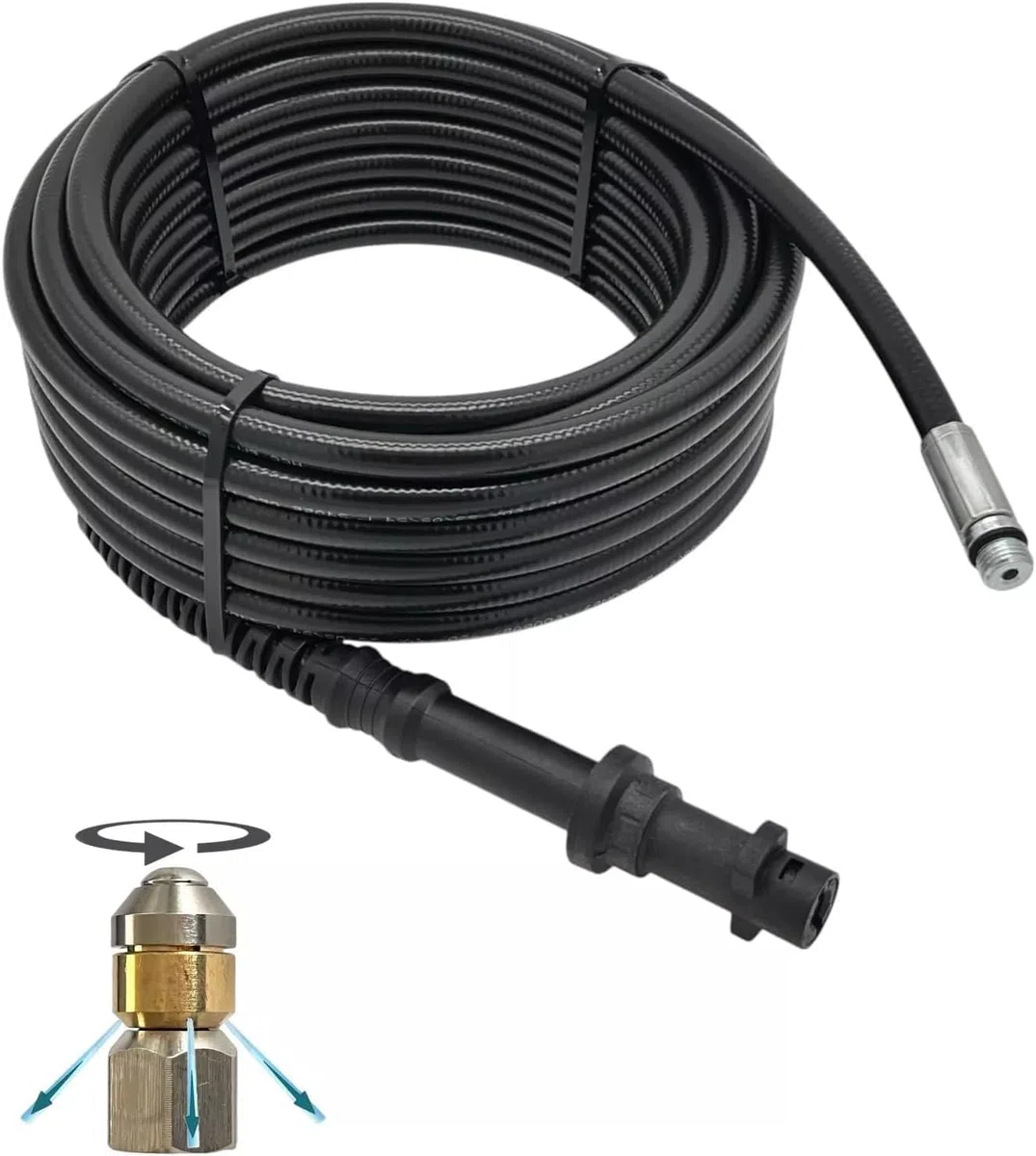 M&M Smartek manguera desatascadora 30 m boquilla espiral, para Kärcher | Kit desatascador con manguera, adaptadores y boquillas según variante; comprobar conexiones, presión, contenido y equipo.