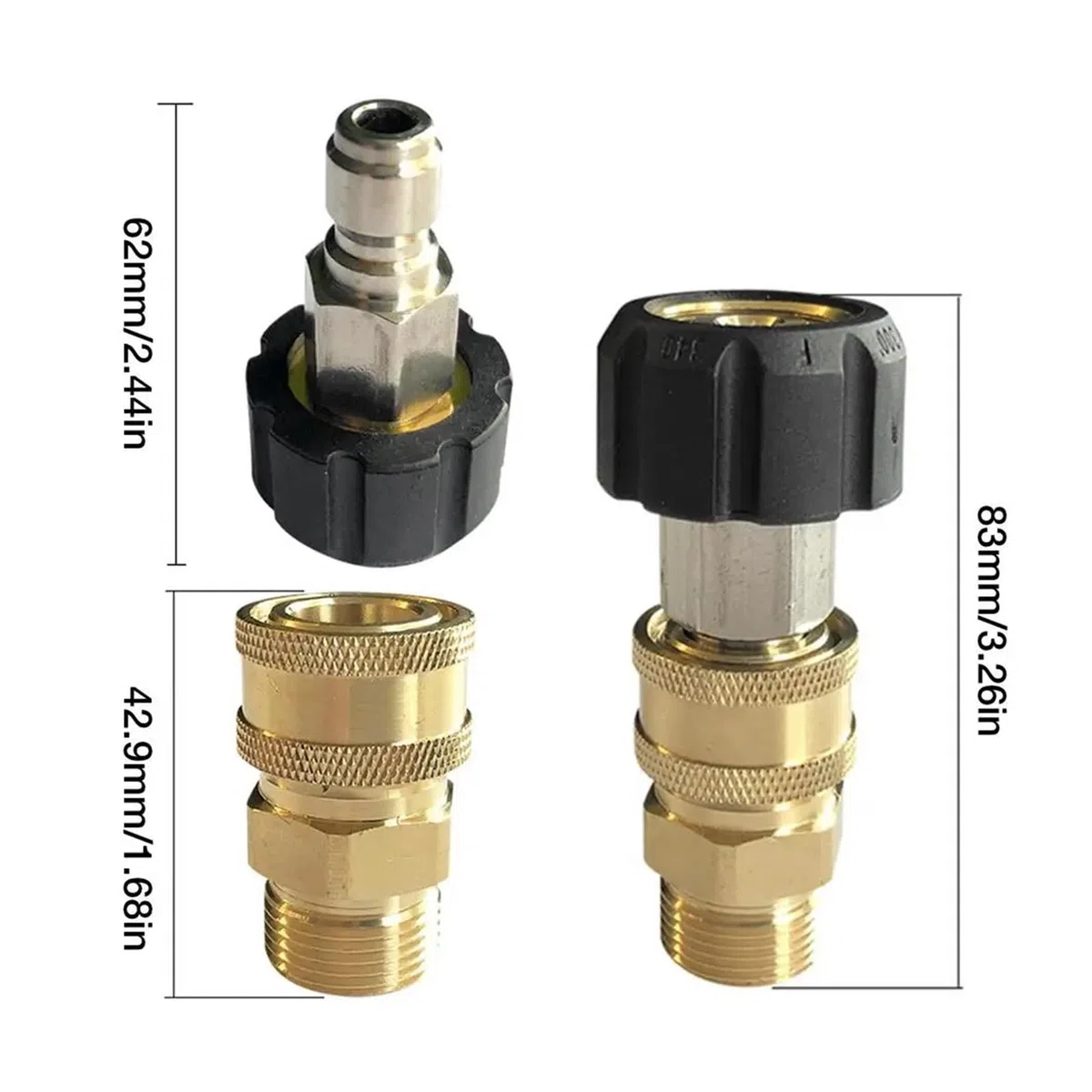Juego de adaptadores for arandela a presión M22 a Kit de conexión rápida de 1/4 pulgadas, cabezal de conector de conexión roscado for lavadora de espuma