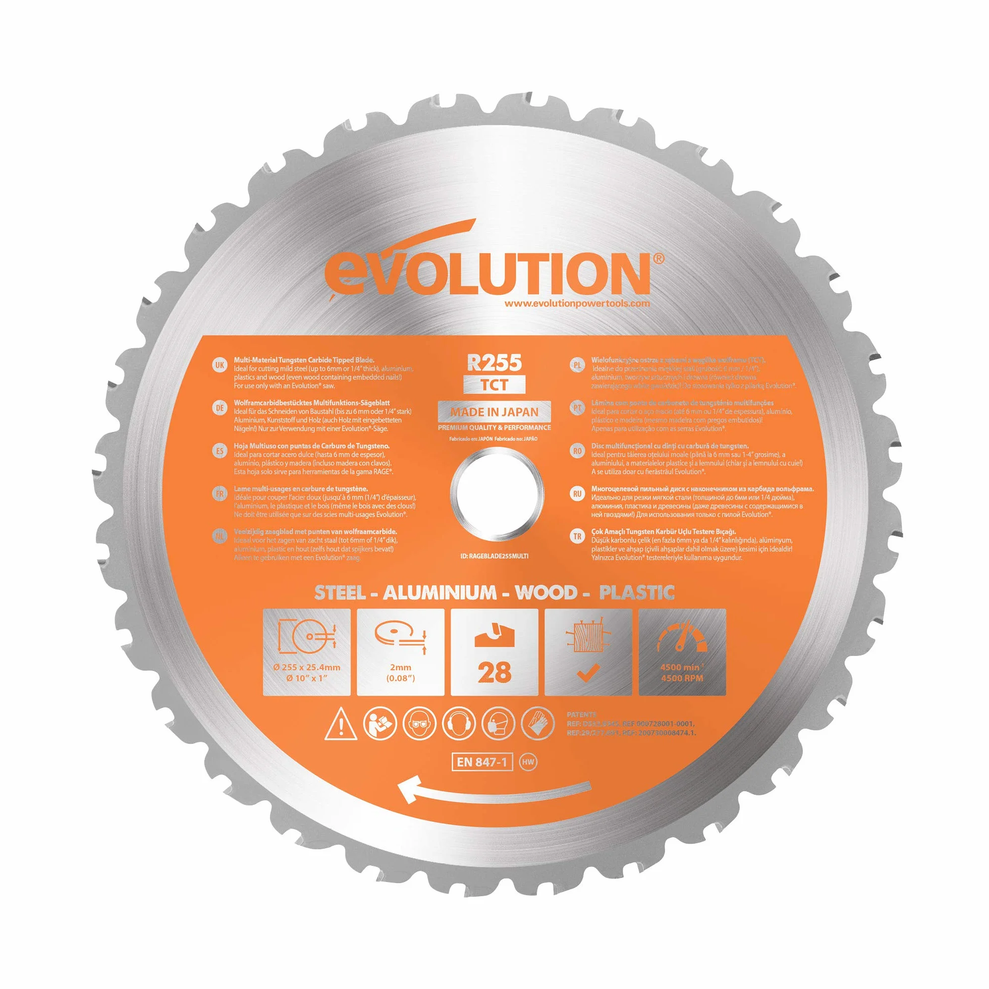 Evolution Power Tools RAGE255Blade - Cuchilla de corte multiusos para RAGE3, 10 pulgadas