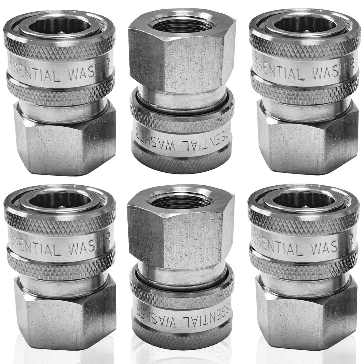 Essential Washer Acero inoxidable de conexión rápida NPT hembra de 1,5 cm | Accesorios de conexión rápida para lavadora a presión | 5000 PSI | Juego de 6